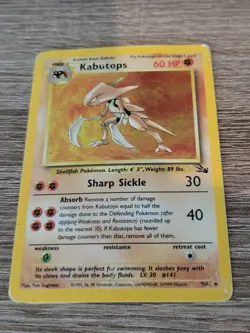 KABUTOPS Holo Rare - 9/62 Fossil Set Pokemon Card 1999 - Vintage WoTC MP - Image 1