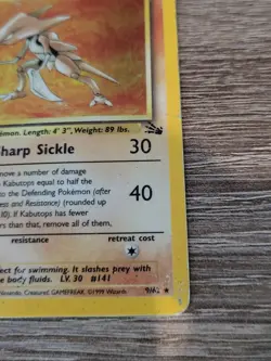 KABUTOPS Holo Rare - 9/62 Fossil Set Pokemon Card 1999 - Vintage WoTC MP - Image 5