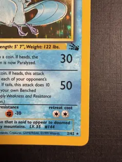 Pokemon TCG Articuno Fossil 2/62 Holo Rare 70 HP Unlimited 1999 Wizards - Image 5