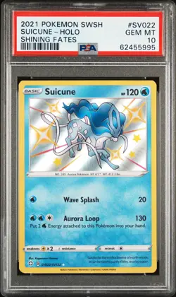 2021 POKEMON SWORD & SHIELD SHINING FATES #SV022 SUICUNE-HOLO PSA 10 - Image 1