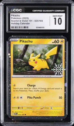 2025 POKEMON SCARLET & VIOLET 151 HOLIDAY CALENDAR PIKACHU CGC 10 GEM MINT - Image 1