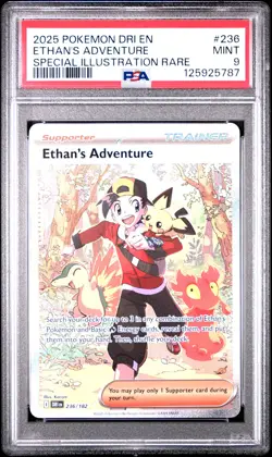2025 POKEMON DESTINED RIVALS SPECIAL ILLUSTRATION RARE ETHAN'S ADVENTURE PSA 9 - Image 1