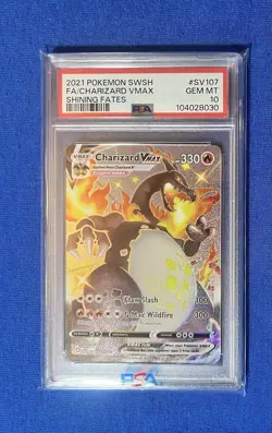2021 Pokemon Swsh FA/Charizard VMax Shining Fates #SV107 PSA 10 GEM MT - Image 1