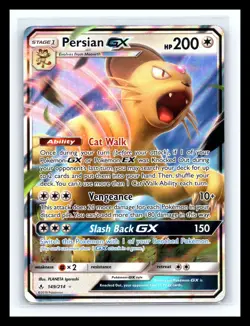 💥 Persian GX 149/214 Unbroken Bonds Rare GX Holo Pokemon 2019 TCG - Image 1