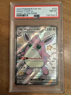 2024 POKEMON PAF EN-PALDEAN FATES SHINY ULTRA RARE #222 WIGGLYTUFF EX PSA 8 - Image 1