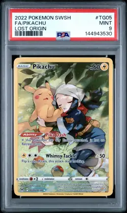 2022 Pokemon Sword & Shield SWSH Full Art Pikachu Lost Origin #TG05 PSA 9 - Image 1