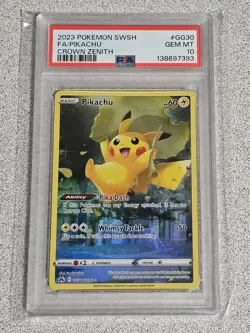 PSA 10 2023 POKEMON SWORD & SHIELD CROWN ZENITH #GG30 FULL ART/PIKACHU - Image 3