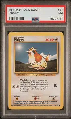 1999 POKEMON BASE SET UNLIMITED #57 PIDGEY PSA 7 - Image 1