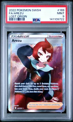 2022 POKEMON SWORD & SHIELD LOST ORIGIN #189 FULL ART/AREZU PSA 9 - Image 1
