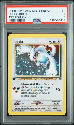 2000 POKEMON NEO GENESIS 1ST ED #9 LUGIA-HOLO PSA 5 - Image 1