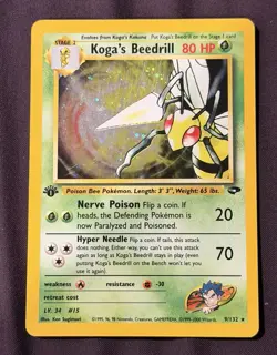 Pokemon Koga's Beedrill Gym Challenge 1st Edition Holo Rare 9/132 80HP 2000 - Image 1