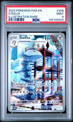 2023 POKEMON PAR EN-PARADOX RIFT ILLUSTRATION RARE #208 STEELIX PSA 9 - Image 1
