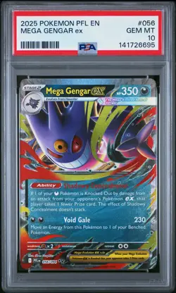 2025 POKEMON PFL EN-PHANTASMAL FLAMES #056 MEGA GENGAR EX PSA 10 - Image 1