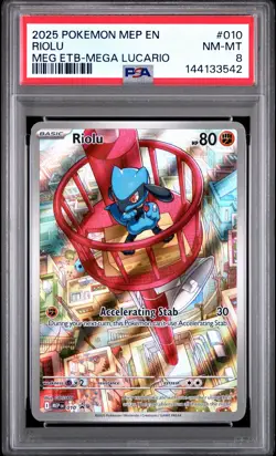2025 POKEMON MEP MEGA EVOLUTION ELITE TRAINER BOX #010 RIOLU PSA 8 - Image 1