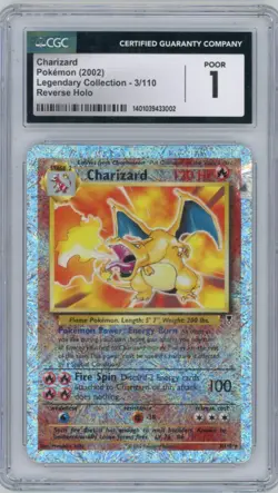 2002 Pokemon Legendary Collection CHARIZARD #3 Reverse Holo Foil CGC 1 - Image 1