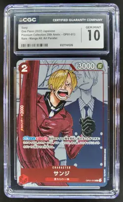 2022 ONE PIECE JP SANJI RARE MANGA ALT ART OP01-013 CGC 10 TL3 - Image 1
