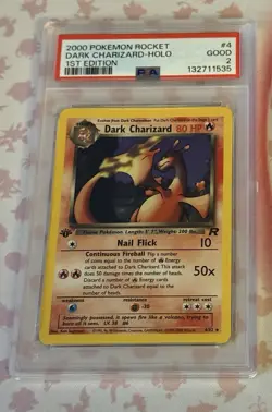1st Edition Holo Dark Charizard 4/82 PSA 2 Rocket Pokemon Card - Image 1
