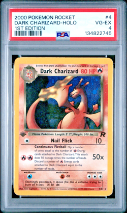 1ST EDITION PSA 4 2000 Pokemon Team Rocket Dark Charizard 4/82 Holo Foil Rare - Image 1