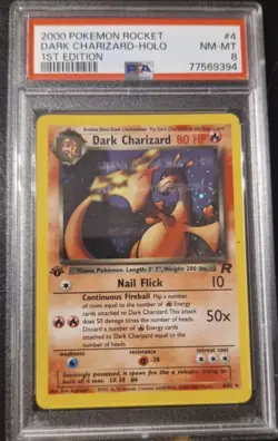 4/82 Dark Charizard 1st Edition PSA 8 Holo Team Rocket Base Pokemon Card WOTC - Image 3