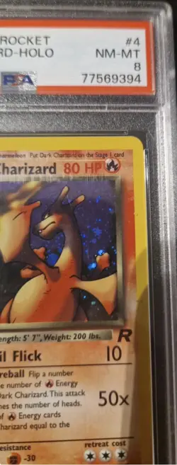 4/82 Dark Charizard 1st Edition PSA 8 Holo Team Rocket Base Pokemon Card WOTC - Image 4