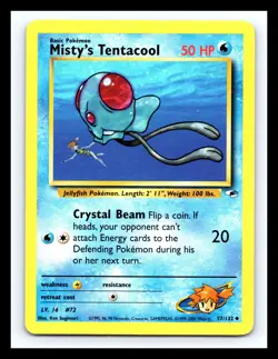 💥 Misty's Tentacool # 57/132 Pokemon 2000 Gym Heroes Vintage Card WOTC - Image 1