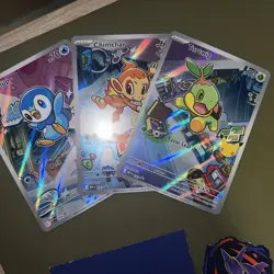 Pokemon First Partner Illustration Pack Set Of Cards Piplup, Chimchar, Turtwig - Image 1