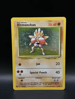 Holo Hitmonchan 7/102 - Pokemon Base Set Unlimited Card - MP - Image 1