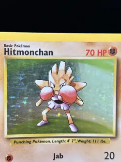 Holo Hitmonchan 7/102 - Pokemon Base Set Unlimited Card - MP - Image 3