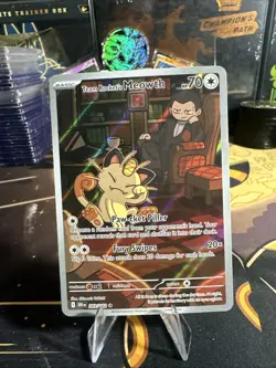 Pokemon TCG Team Rockets Meowth Card 203/182 Destined Rivals - Image 1