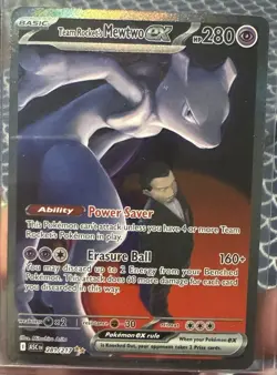 Pokemon TCG Team Rockets Mewtwo EX Full Art English Edition Card 281/217 - Image 1
