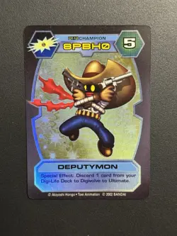 Digimon Deputymon DT-12 Holo Rare Card D-Tector Series 1 2002 Bandai - Image 1