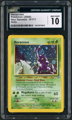 2000 Pokemon Neo Genesis Heracross Unlimited Holo Rare 6/111 CGC Gem Mint 10 - Image 1