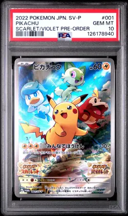 2022 POKEMON JPN SV PROMO SCARLET & VIOLET PRE-ORDER #001 PIKACHU PSA 10 - Image 1