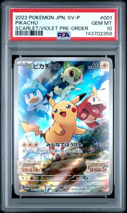 2022 POKEMON JPN SV PROMO SCARLET & VIOLET PRE-ORDER #001 PIKACHU PSA 10 - Image 1
