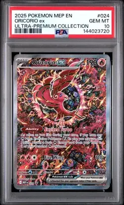 2025 POKEMON MEP EN-ME BLACK STAR PROMO 024 ORICORIO ex ULTRA-PREMIUM PSA 10 720 - Image 1