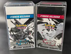 2x Pokemon SV10.5 Black Bolt White Flare Sealed Booster Bundle Display W/Acrylic - Image 1