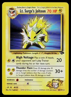 Pokemon Card - Lt. Surge's Jolteon Gym Challenge 28/132 Rare - Image 1