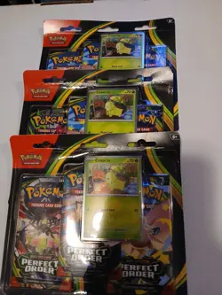 Pokemon TCG ME03 Perfect Order 3 Pack Blister Chikorita Lot Of 3 Sealed New - Image 1