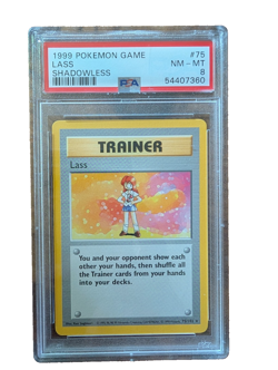 Lass Shadowless 75/102 PSA 8 NM-MT 1999 Base Set Trainer Pokemon - Image 1
