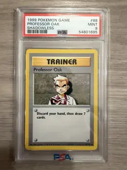 1999 Pokemon Shadowless Professor Oak PSA 9 Mint #88 Base Set - Image 1