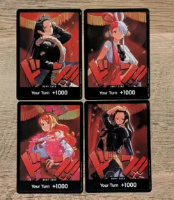 One Piece TCG EB03 DON Foil Set X4 Robin, Nami, UTA, Boa - Image 1