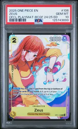 2025 ONE PIECE BANDAI CARD GAMES FEST 24-25 EDITION PROMOS #106 ZEUS PSA 10 - Image 1