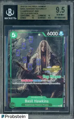 2022-24 One Piece Promos Basil Hawkins Textured Chmpsp Top Player BGS 9.5 - Image 1