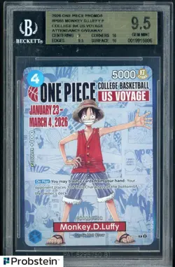 2026 One Piece Promos College Basketball US Voyage P-055 Monkey.D.Luffy BGS 9.5 - Image 1