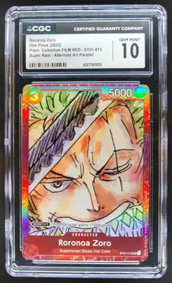 2023 ONE PIECE RORONOA ZORO FILM RED SUPER RARE ALT AT ST01-013 CGC 10 TL3 - Image 1
