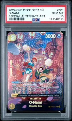 2024 ONE PIECE OP07-500 YEARS IN THE FUTURE SPECIAL ALTERNATE ART O-NAMI PSA 10 - Image 1