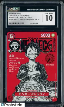 2025 One Piece Japanese ST21 Promo Magazine Vol.20 #014 Monkey D. Luffy CGC 10 - Image 1