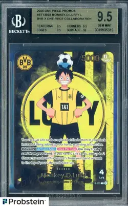 2025 ONE PIECE PROMOS BVB X ONE PIECE MATCH DAY 2025 003 MONKEY D. LUFFY BGS 9.5 - Image 1