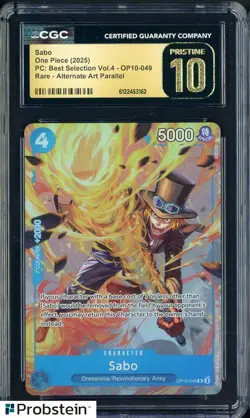 2025 One Piece PC Best Selection Vol.4 #OP10-049 Sabo Parallel CGC 10 PRISTINE - Image 1
