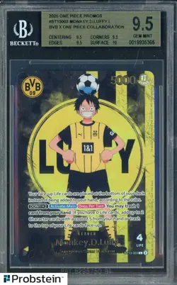 2025 ONE PIECE PROMOS BVB X ONE PIECE MATCH DAY 2025 003 MONKEY D. LUFFY BGS 9.5 - Image 1
